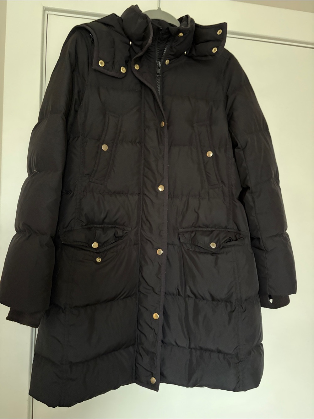 J.Crew Black Puffer Coat with Hood (M)